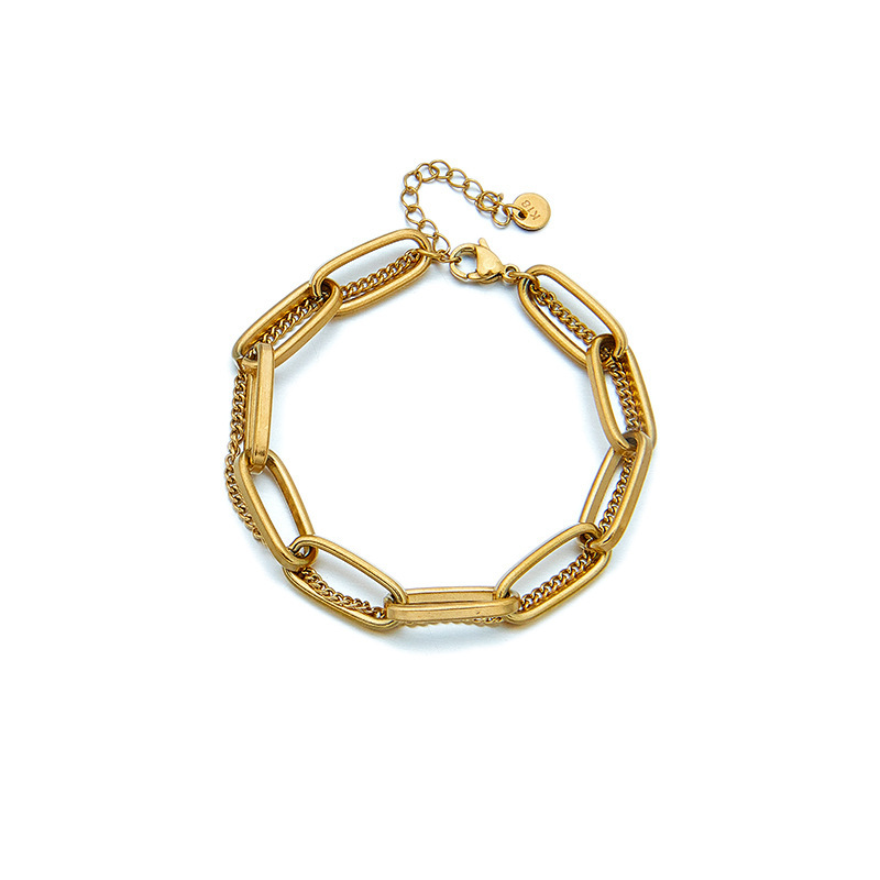 European and American fashion niche design metal retro minimalist versatile double-layer chain titanium steel jewelry bracelet