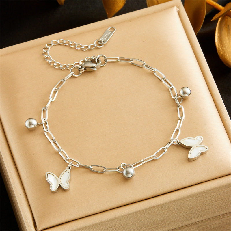 Cross-border fashion jewelry stainless steel chain gold-plated butterfly heart five-pointed star pendant women's bracelet