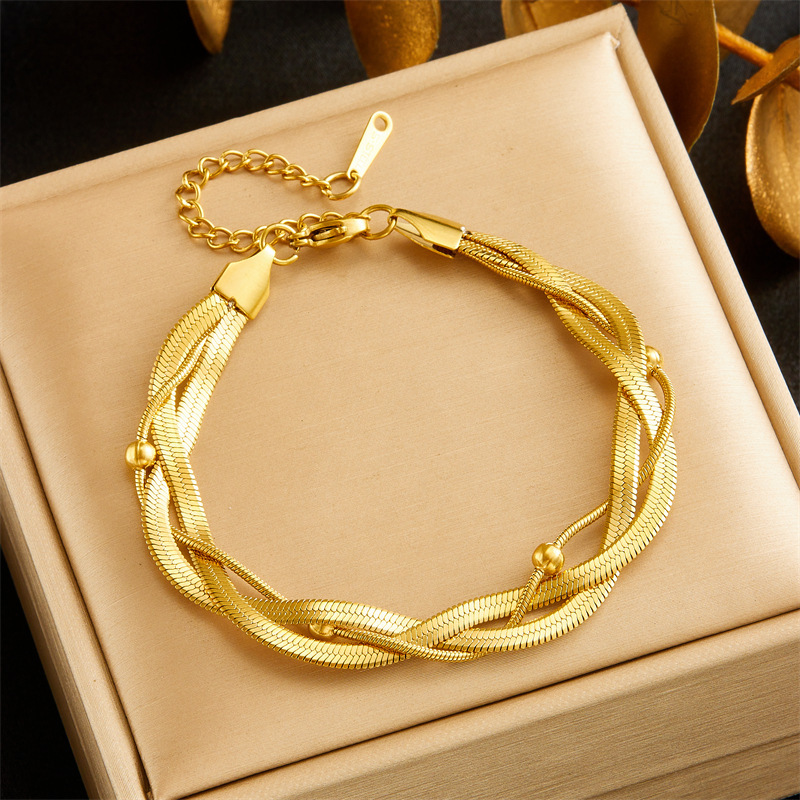 Cross-border fashion jewelry stainless steel chain gold-plated butterfly heart five-pointed star pendant women's bracelet