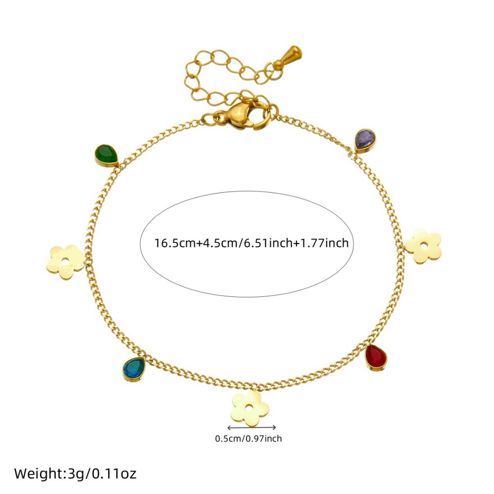 New cross-border minimalist and exquisite thin chain stainless steel bracelet with dripping lip, fruit, flower, and rhinestone accessories.