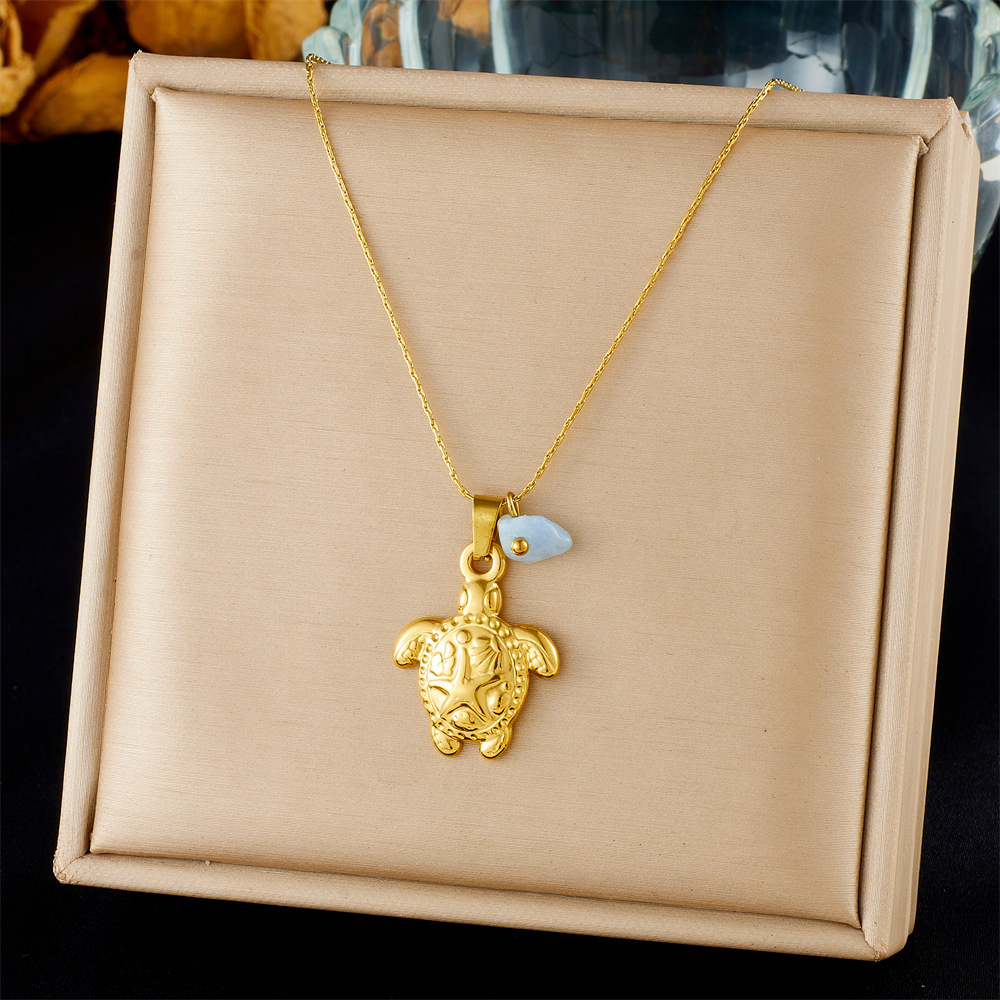 Cross-border fashion ocean series accessories pendant gold-plated stainless steel starfish shell multi-element dripping butterfly necklace