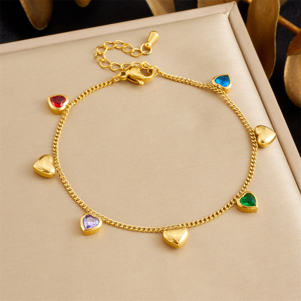 New cross-border minimalist and exquisite thin chain stainless steel bracelet with dripping lip, fruit, flower, and rhinestone accessories.