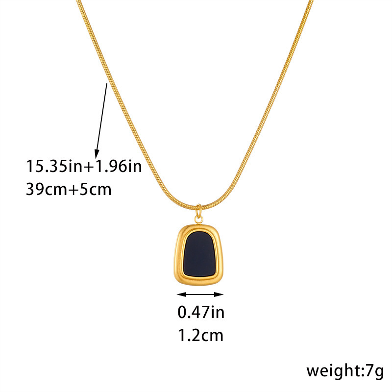 European and American style retro chic versatile trapezoidal geometric pendant chain stainless steel gold-plated necklace and earring set
