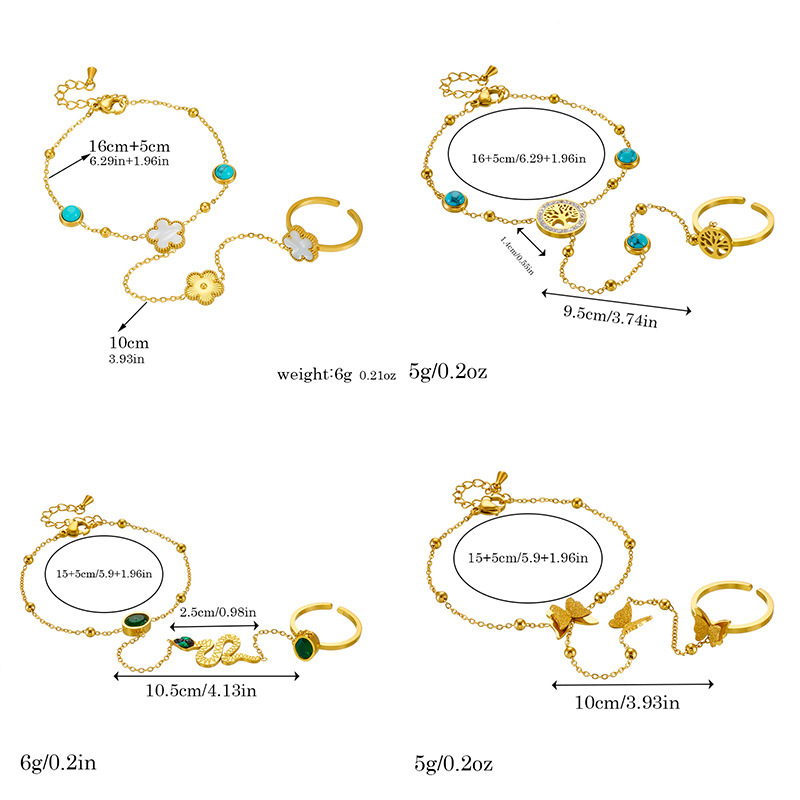 Cross-border fashion niche retro stainless steel round blue turquoise tree of life flower accessory decorative mitten bracelet