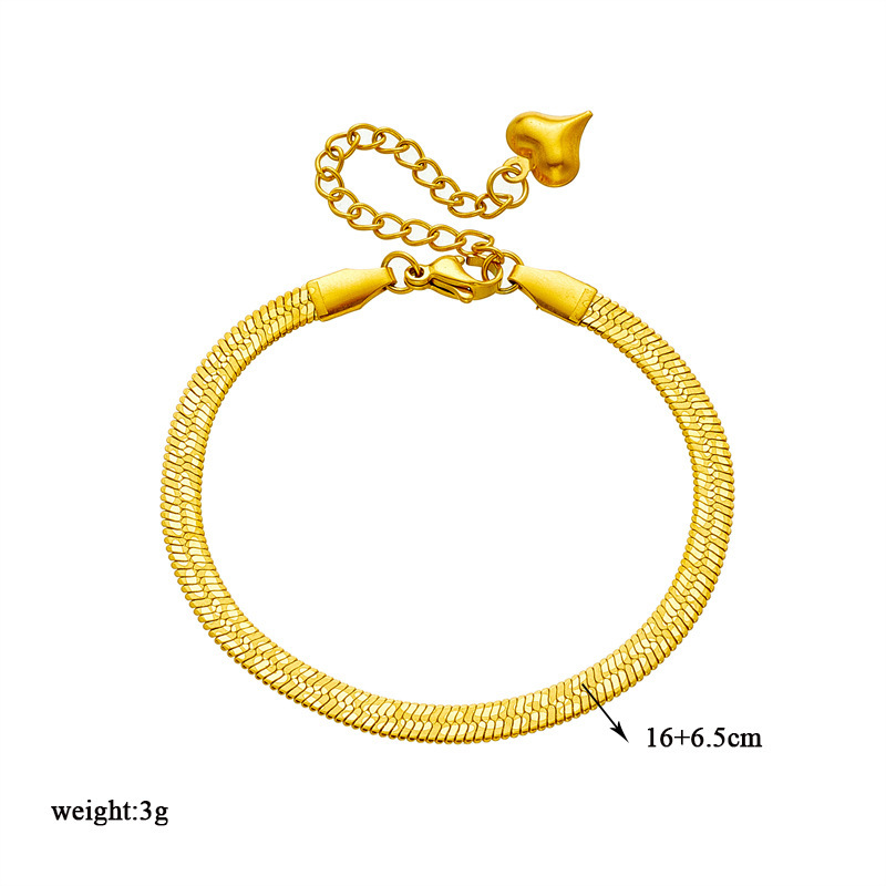 Cross-border European and American unisex minimalist gold-plated printed stainless steel blade chain necklace and bracelet