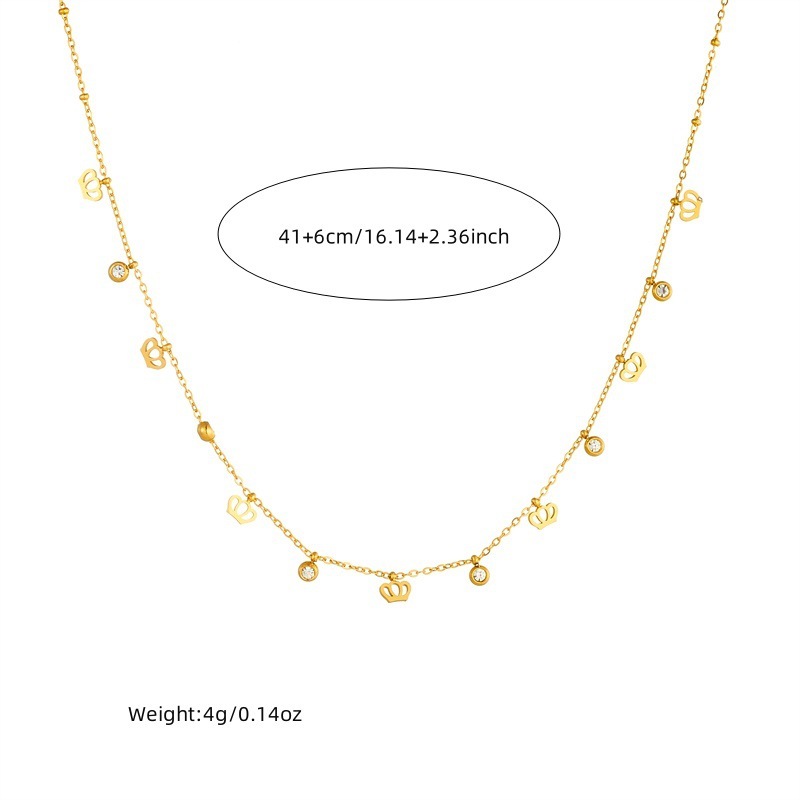 Stylish Commuter-Friendly Minimalist Gold-Plated Stainless Steel Butterfly Round Lightning Crown Eye Pendant Chain Jewelry Set