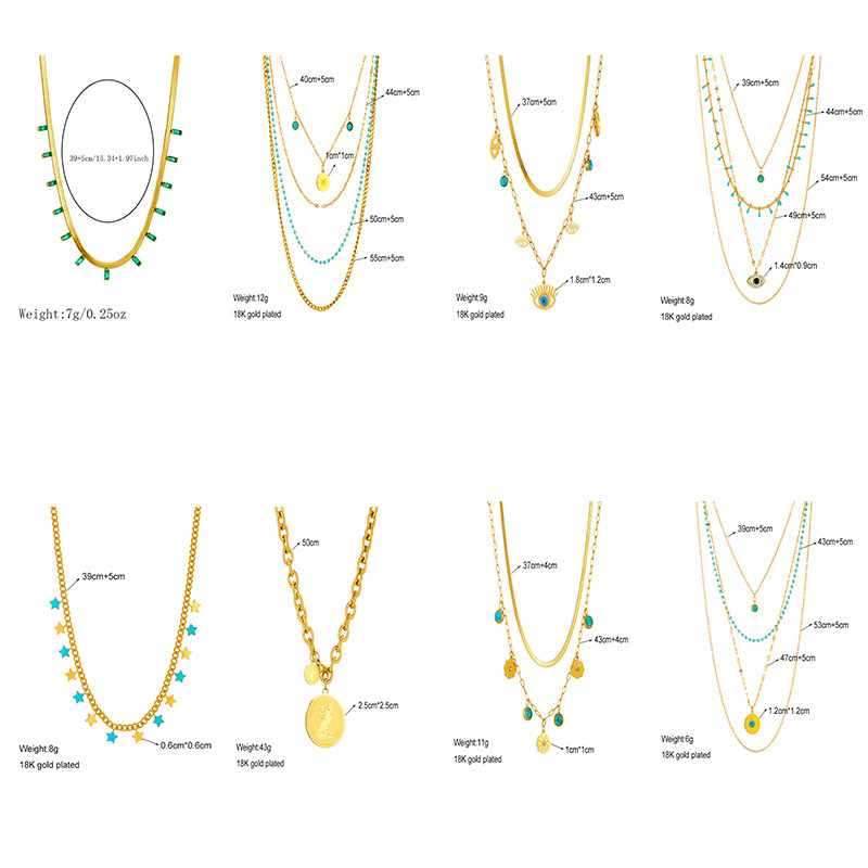 Trendy, niche, new design, retro-style, high-end stainless steel clavicle chain with multi-layered, irregular design.