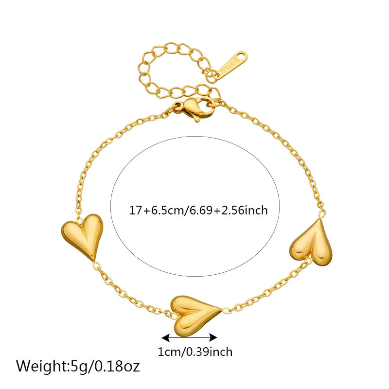 Cross-border fashion gold-plated retro smooth stainless steel chain heart accessory jewelry bracelet necklace set