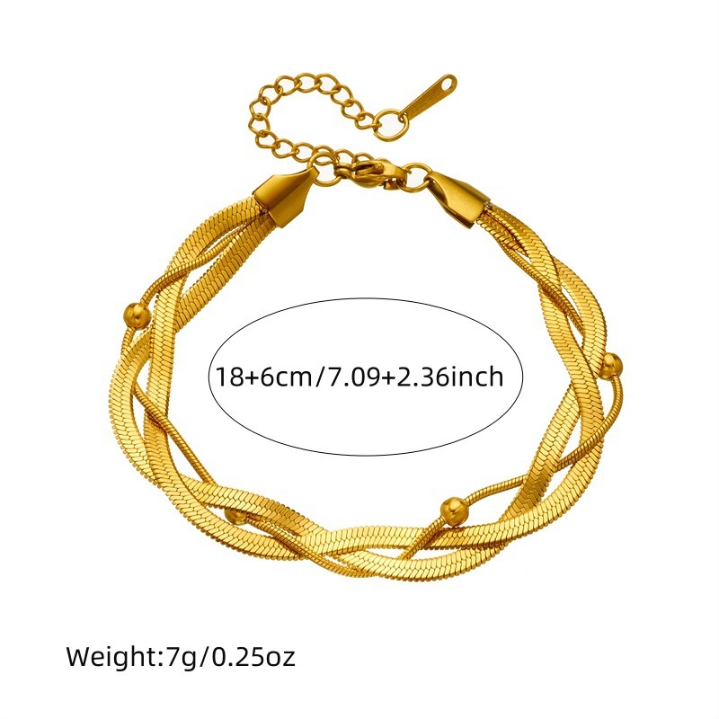 European and American style, unique metal, high-end minimalist three-chain woven cross stainless steel jewelry bracelet