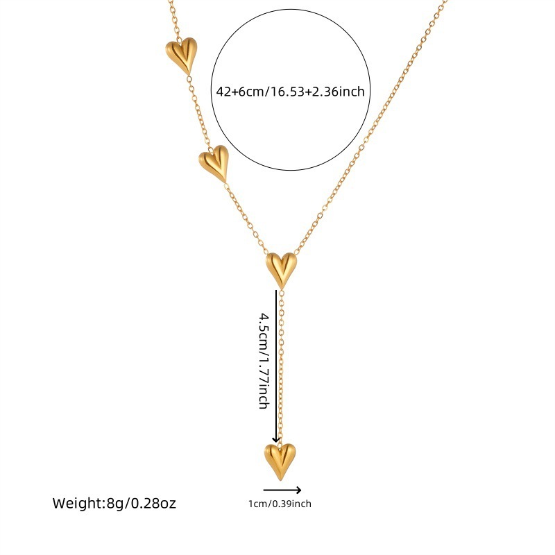 Cross-border fashion gold-plated retro smooth stainless steel chain heart accessory jewelry bracelet necklace set