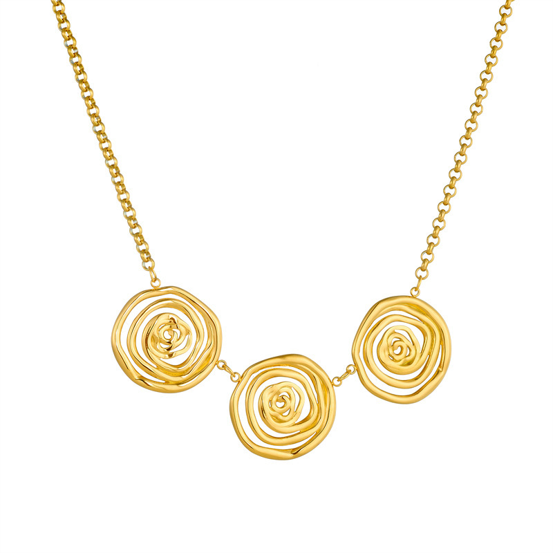 Cross-border trade, exaggerated irregular pattern geometric spiral pendant necklace for women, hip-hop sweater chain, new jewelry.