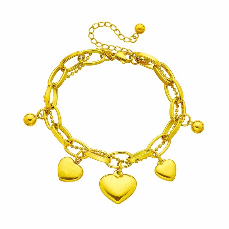 European and American retro fashion heart-shaped multi-layered metal titanium steel chain simple niche versatile jewelry bracelet
