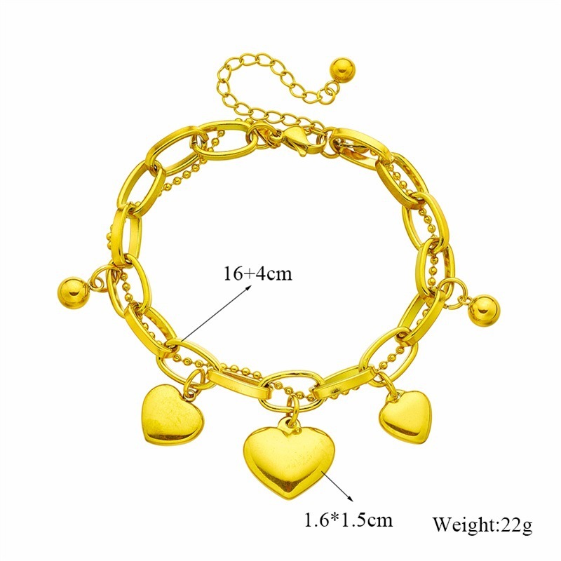European and American retro fashion heart-shaped multi-layered metal titanium steel chain simple niche versatile jewelry bracelet