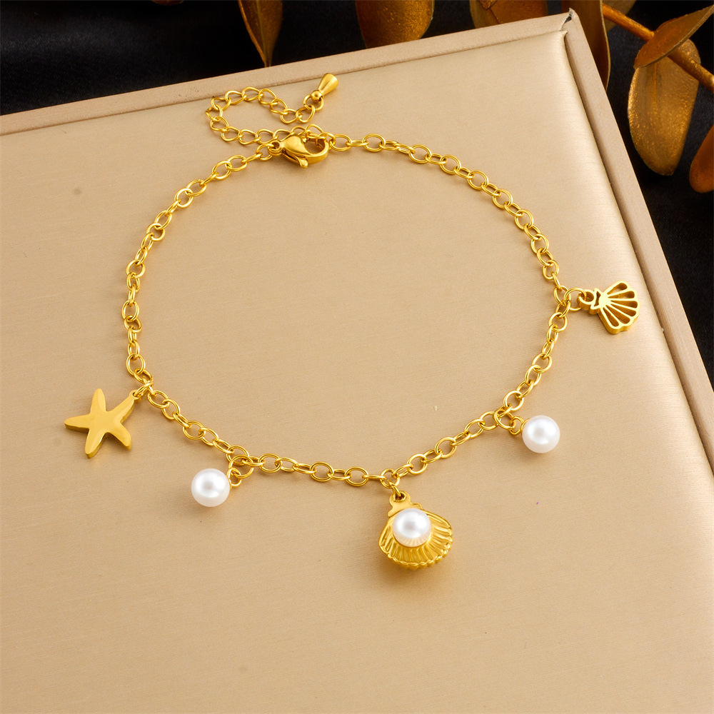 Cross-border fashion beach style versatile simple colorful geometric glass rhinestone butterfly heart accessory chain anklet
