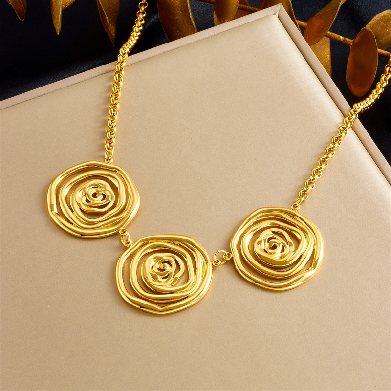 Cross-border trade, exaggerated irregular pattern geometric spiral pendant necklace for women, hip-hop sweater chain, new jewelry.