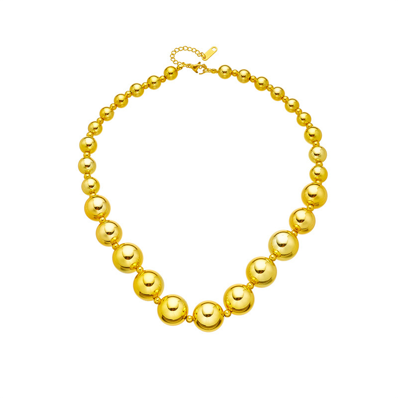 European and American cross-border fashion, unique, exaggerated, simple, irregular CCB round bead titanium steel extension chain jewelry clavicle necklace