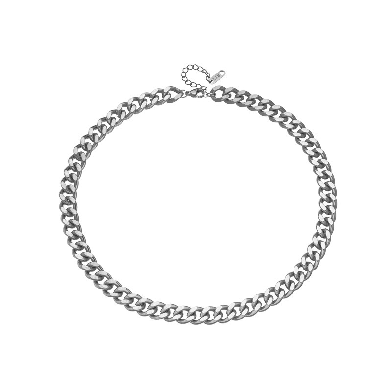 Trendy niche retro metal heavy-duty hip-hop punk style gold-plated necklace and bracelet titanium steel jewelry set