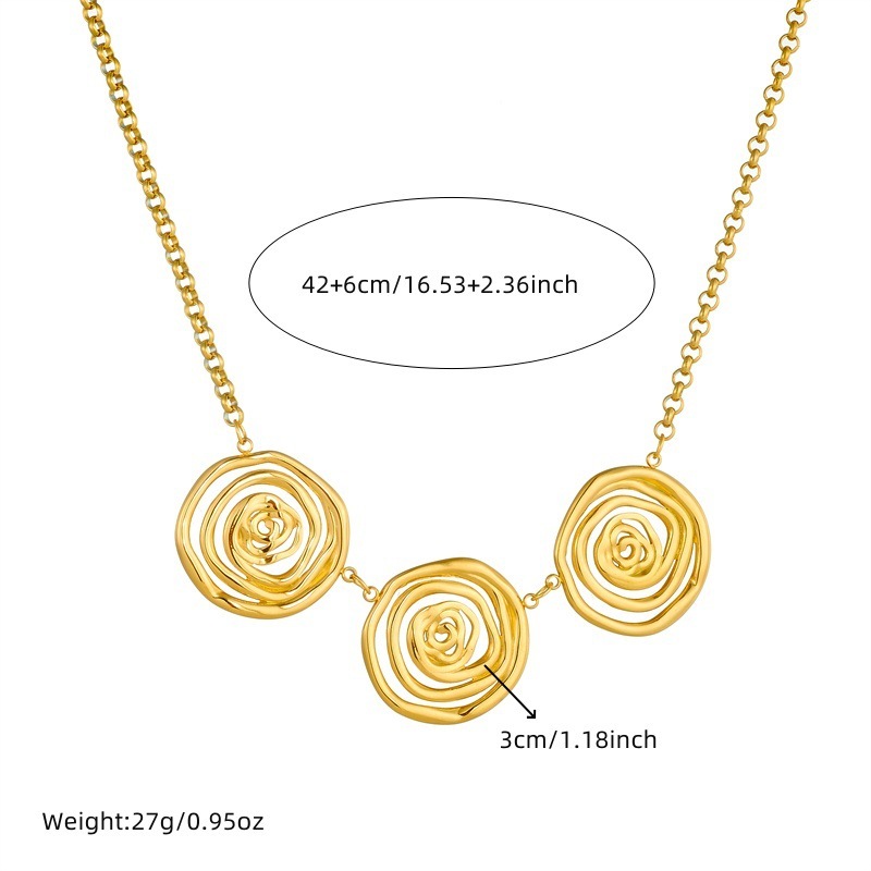 Cross-border trade, exaggerated irregular pattern geometric spiral pendant necklace for women, hip-hop sweater chain, new jewelry.