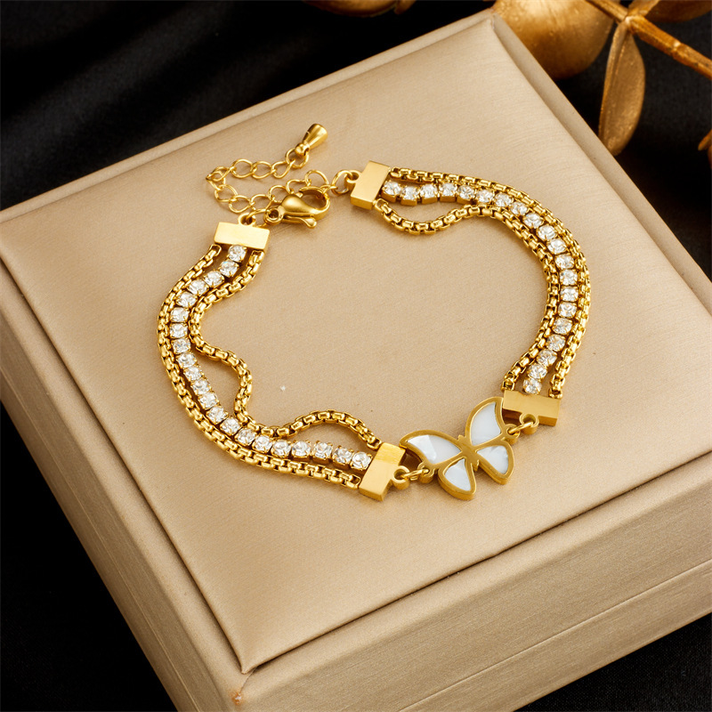 European and American cross-border niche retro gold multi-layer rhinestone chain butterfly tree of life eye accessory bracelet