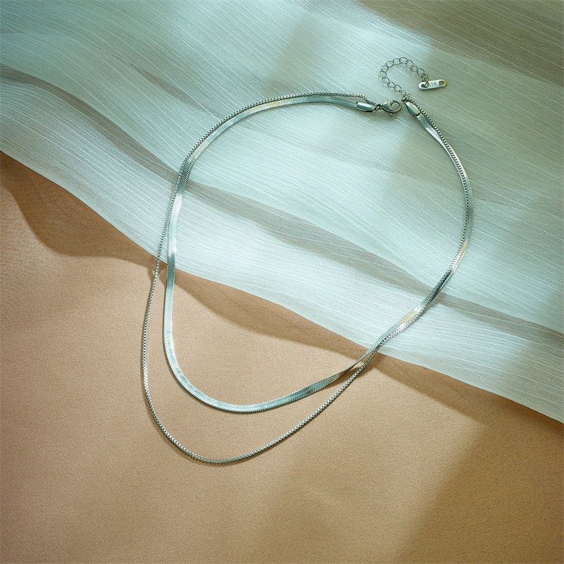 European and American style niche individual light luxury minimalist double-layer retro snake necklace with titanium steel high-end cool style