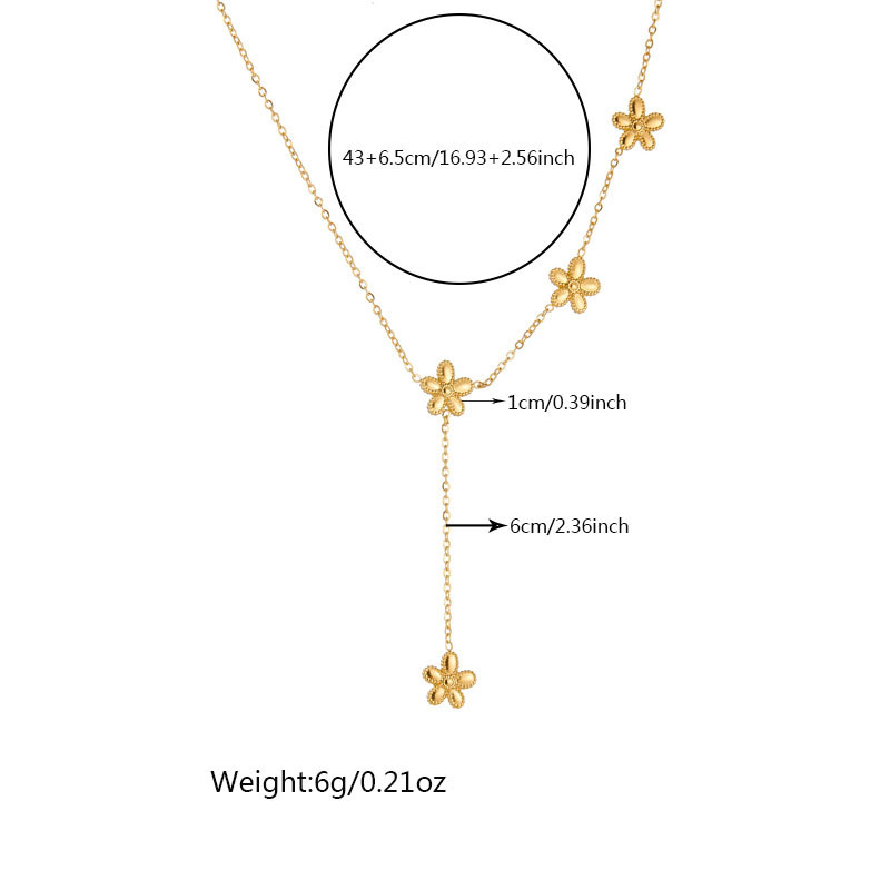 Korean style, fashionable, simple, versatile, gold-plated stainless steel flower accessory chain tassel necklace