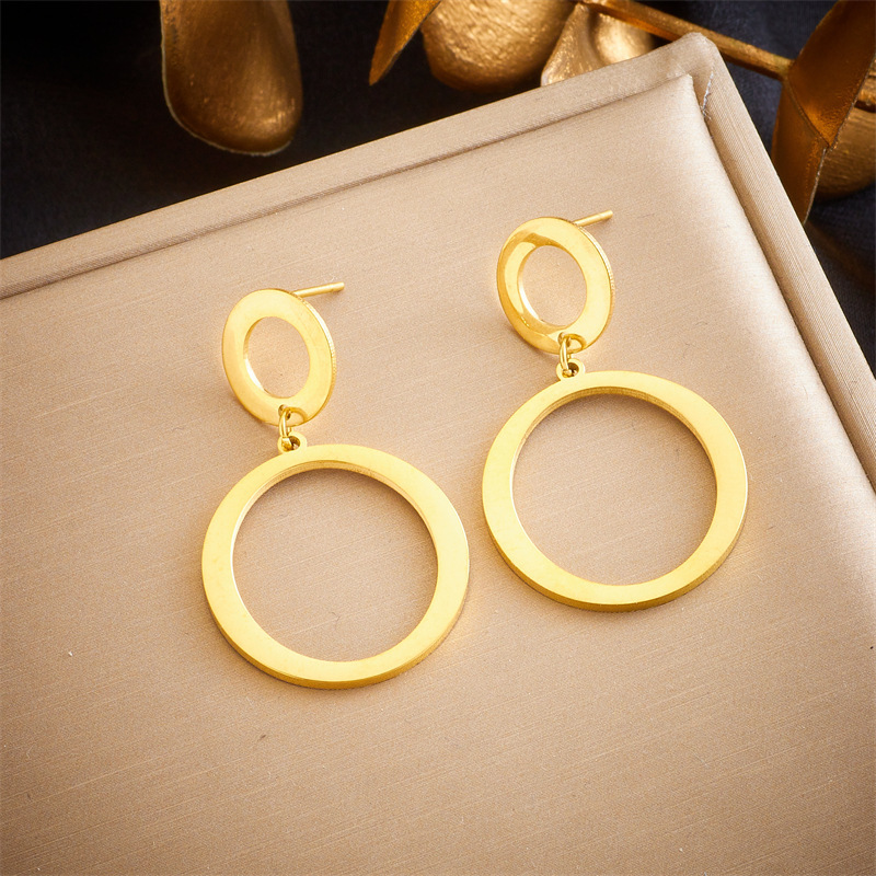 Cross-border fashion, unique, minimalist geometric jewelry, stainless steel gold-plated butterfly and flower irregular pendant earrings