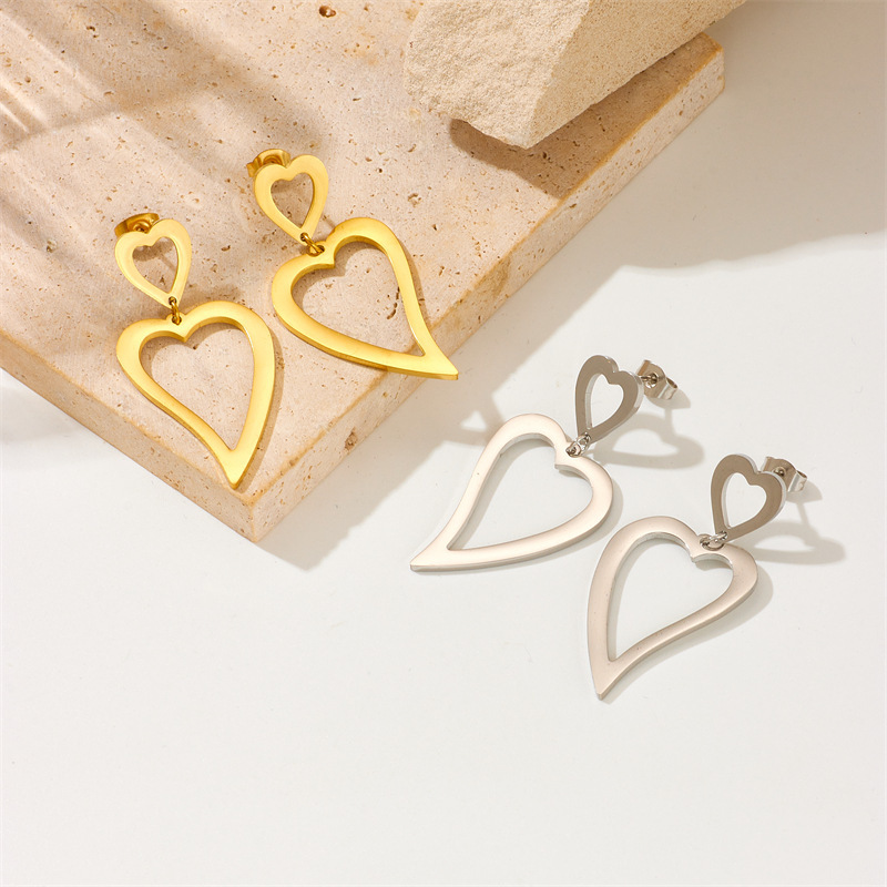 Cross-border fashion, unique, minimalist geometric jewelry, stainless steel gold-plated butterfly and flower irregular pendant earrings