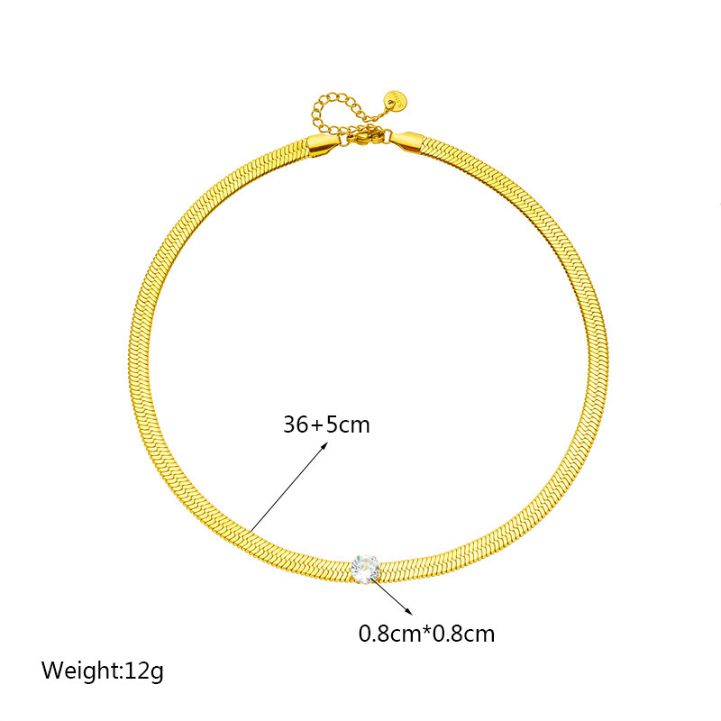 European and American fashion niche design, versatile and simple, diamond-encrusted titanium steel metal jewelry, snake bone chain necklace