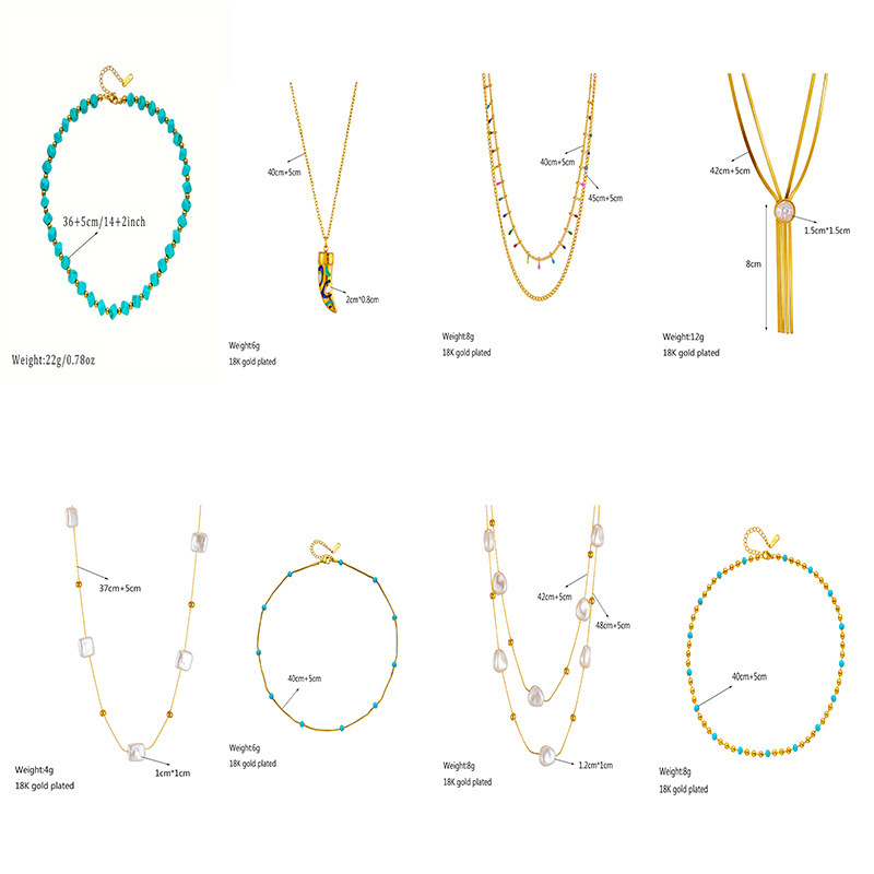 European and American style niche design retro high-end chain tassel stainless steel pearl beaded oil drop pendant necklace