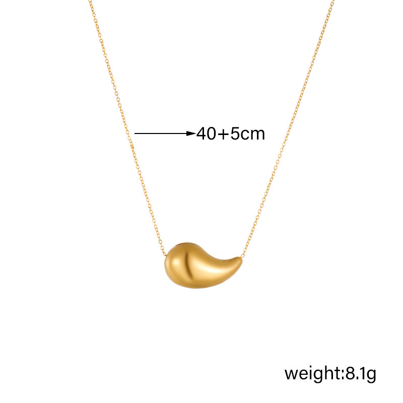 European and American style hollow gold-plated teardrop pendant chain titanium steel necklace