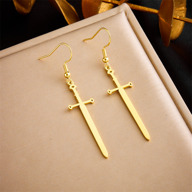 Cross-border fashion, unique, minimalist geometric jewelry, stainless steel gold-plated butterfly and flower irregular pendant earrings