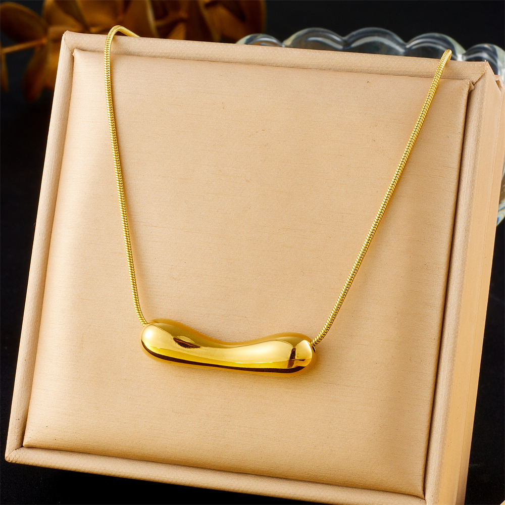 European and American cross-border fashion retro gold-plated irregular lava heart geometric pendant snake bone chain stainless steel necklace