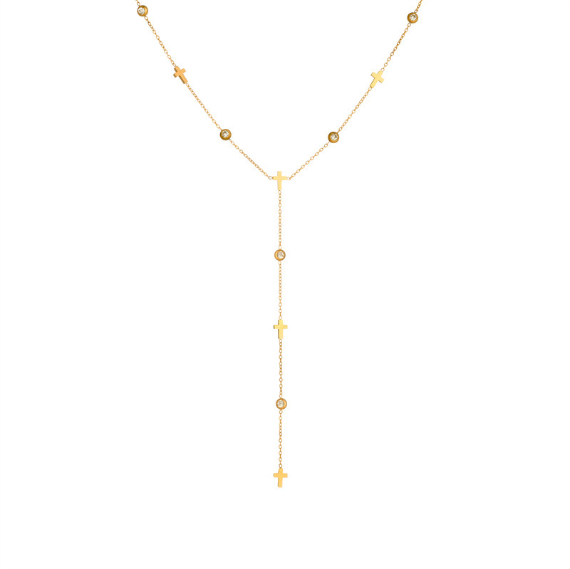 Cross-border fashion, simple and versatile, gold-plated stainless steel flower, butterfly, heart, Y-shaped chain bracelet necklace