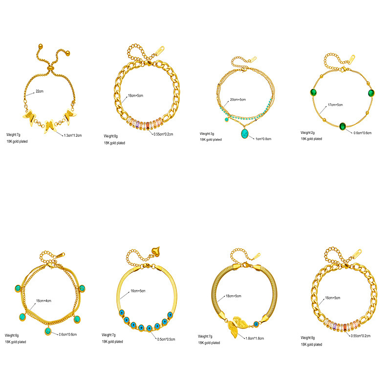 European and American style niche design, elegant retro light luxury three-dimensional butterfly eye turquoise pendant titanium steel bracelet