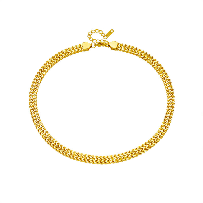 European and American heavy-duty hip-hop metal punk chunky chain mesh titanium steel clavicle chain fashion street style versatile necklace