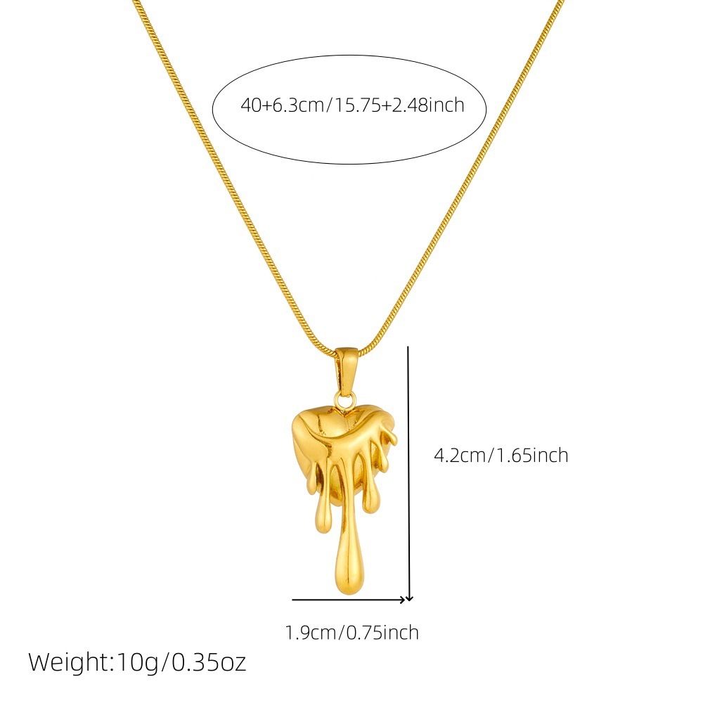 European and American cross-border fashion retro gold-plated irregular lava heart geometric pendant snake bone chain stainless steel necklace