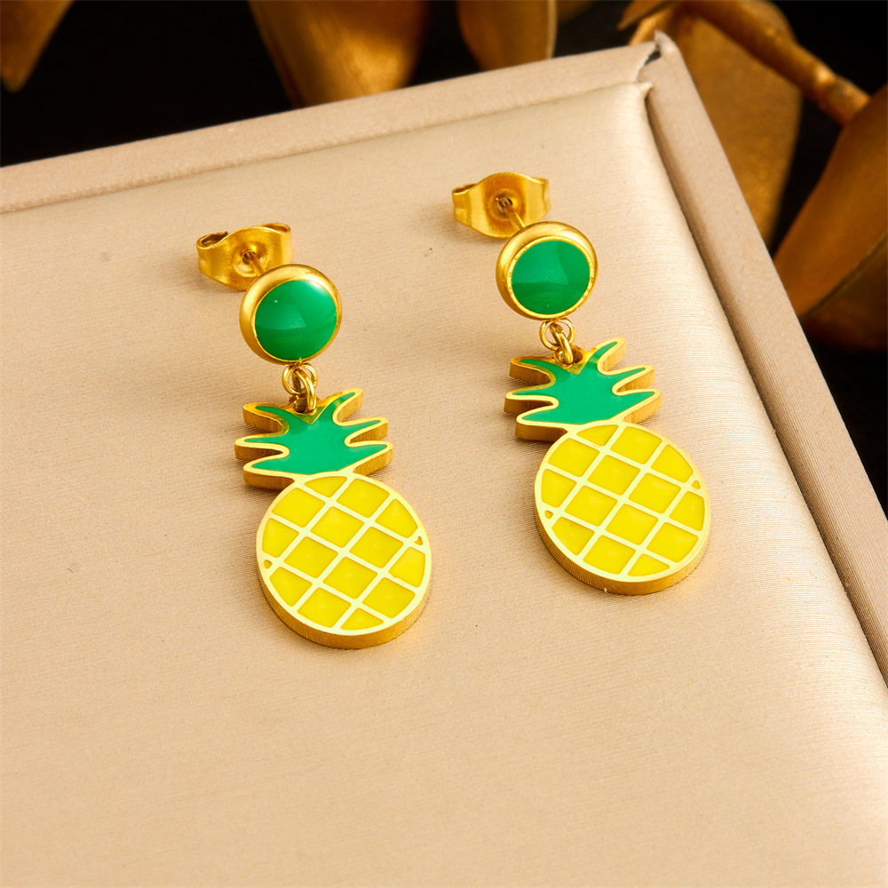 Cross-border fashion creative cartoon cute dripping fruit grape pineapple cherry bow seashell jewelry set