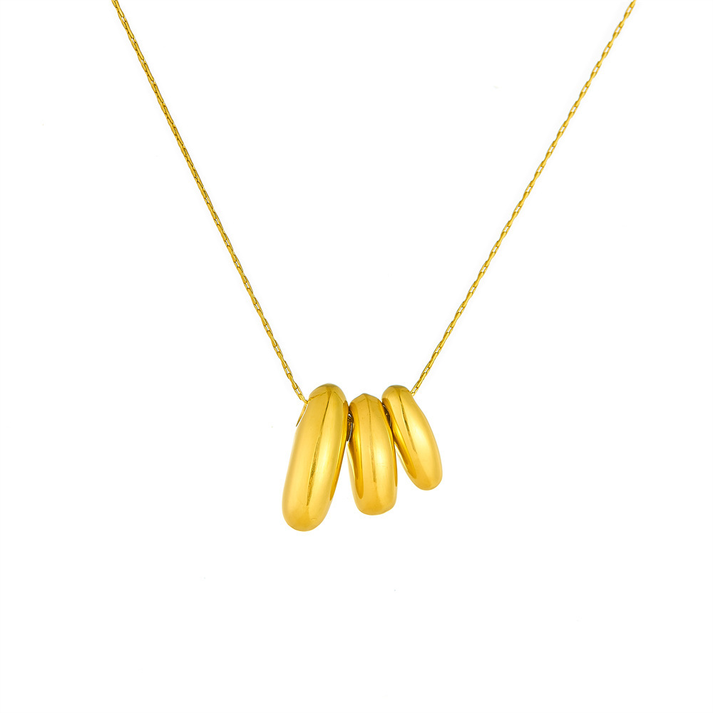 Stylish and simple multi-strand geometric pendant, gold-plated chain, stainless steel, versatile jewelry, clavicle necklace for women.