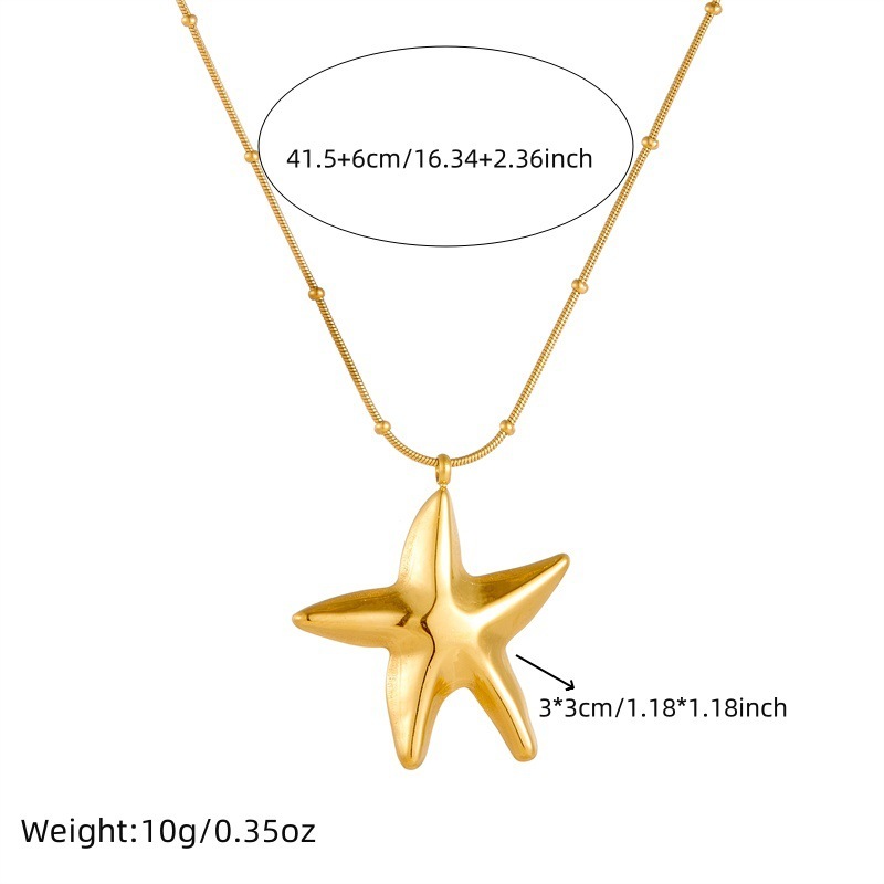European and American cross-border fashion personalized gold-plated stainless steel hollow starfish pendant snake chain vacuum electroplated jewelry necklace