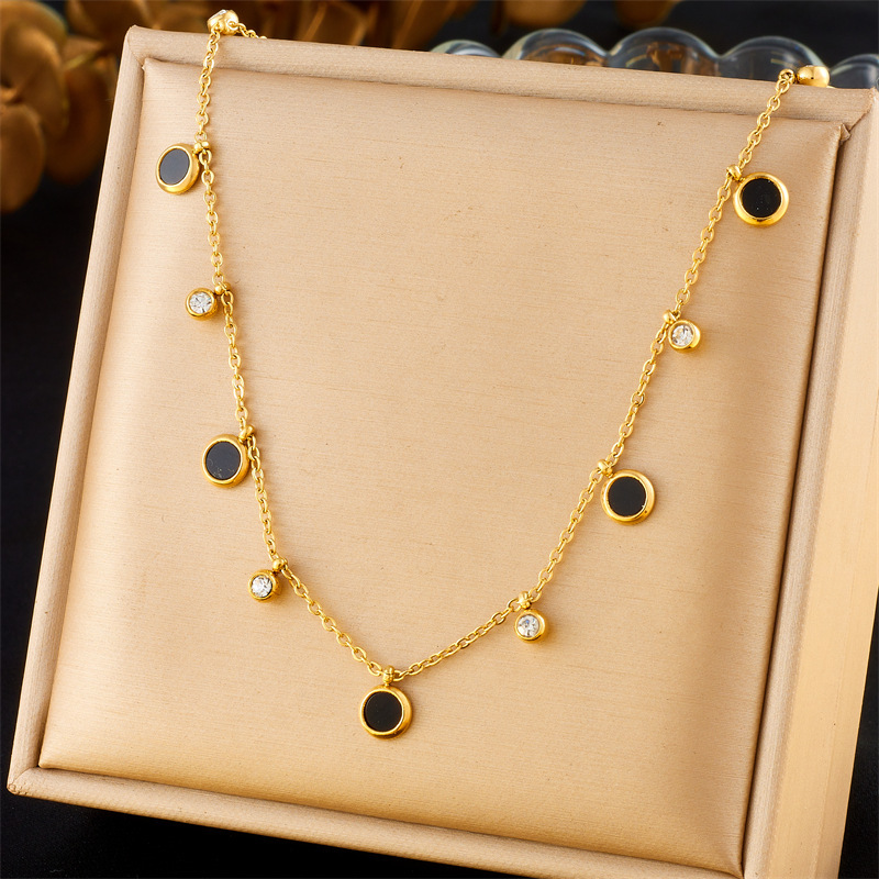 Korean style, fashionable, simple, suitable for commuting, double-layered heart butterfly stainless steel flower accessory chain pendant necklace