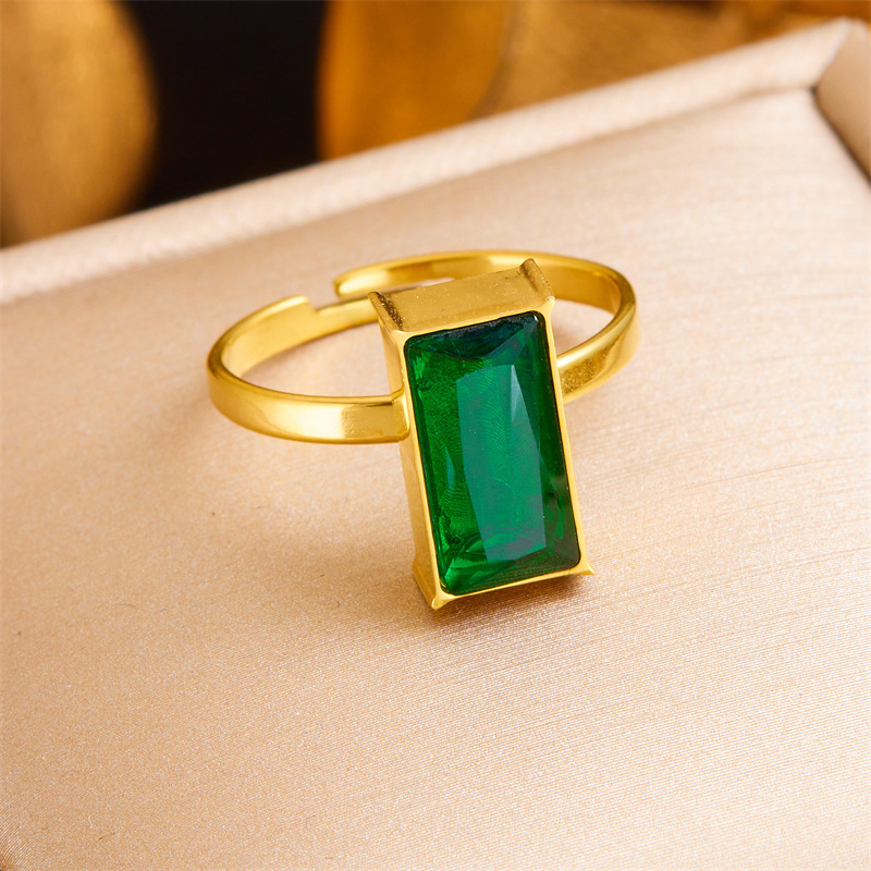 European and American cross-border retro design stainless steel oval triangle geometric diamond pearl butterfly open ring for women