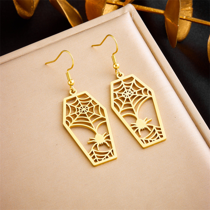 Cross-border fashion, unique, minimalist geometric jewelry, stainless steel gold-plated butterfly and flower irregular pendant earrings