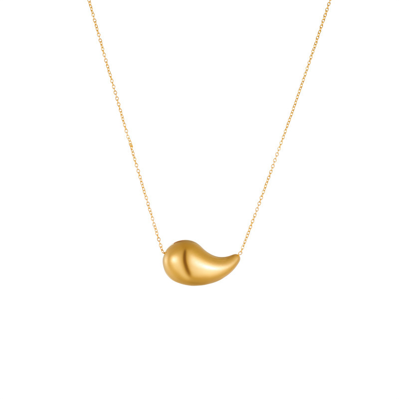 European and American style hollow gold-plated teardrop pendant chain titanium steel necklace