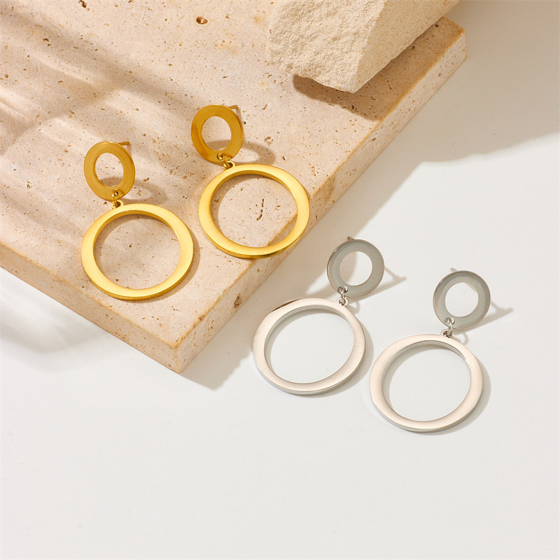 Cross-border fashion, unique, minimalist geometric jewelry, stainless steel gold-plated butterfly and flower irregular pendant earrings