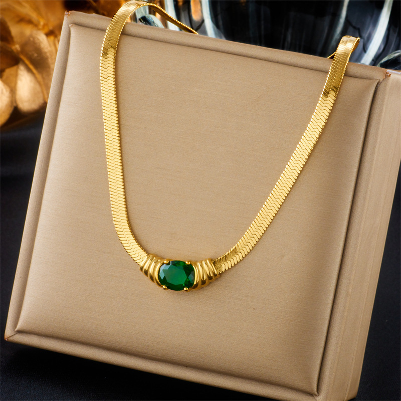 New European and American cross-border style minimalist high-end retro metal snake chain bracelet and necklace with faceted rhinestone inlay