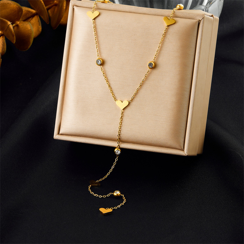 Cross-border fashion, simple and versatile, gold-plated stainless steel flower, butterfly, heart, Y-shaped chain bracelet necklace