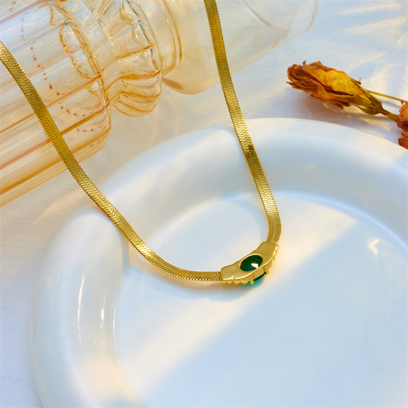 New European and American cross-border style minimalist high-end retro metal snake chain bracelet and necklace with faceted rhinestone inlay