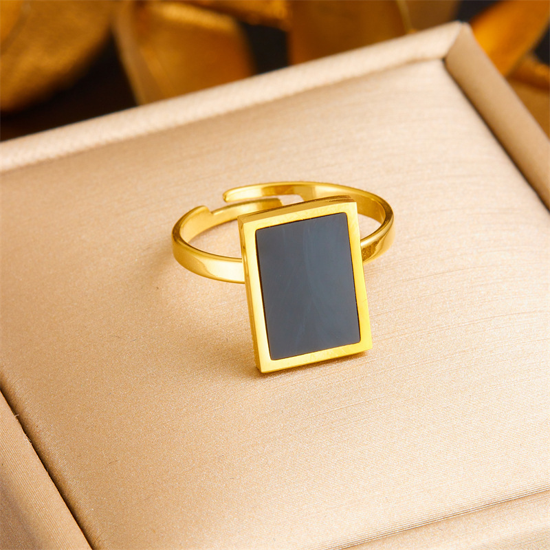 European and American cross-border retro design stainless steel oval triangle geometric diamond pearl butterfly open ring for women