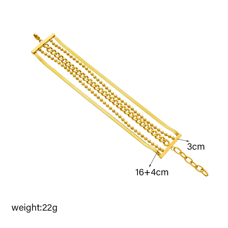 European and American style multi-layer titanium steel personalized retro trendy punk hip-hop irregular chain wide bracelet