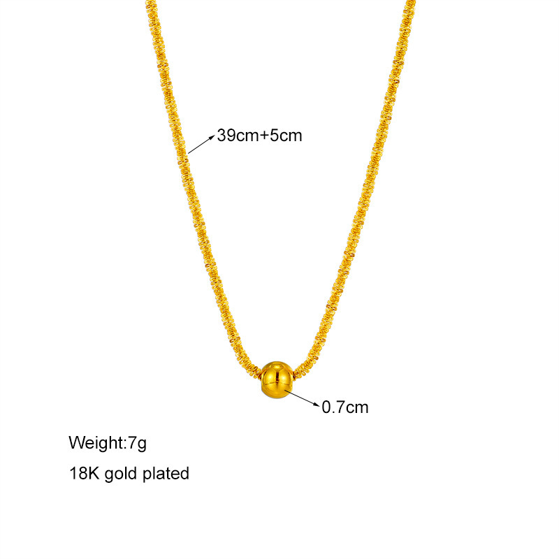 European and American cross-border fashion niche design metal titanium steel round bead spiral wave clavicle chain necklace, versatile and simple